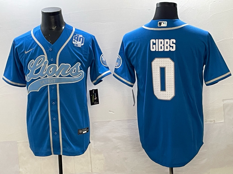 Men Detroit Lions 0 Gibbs blue NFL Nike 2025 jersey 006